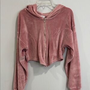 Pink Cropped Oversized Hoodie